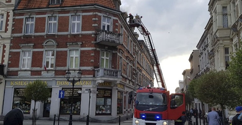 Pożar kamienicy w centrum Krotoszyna