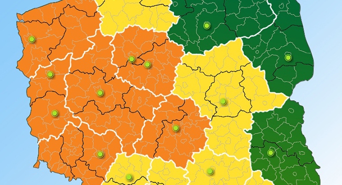 Ostrzeżenia meteorologiczne wydano w 13 województwach
