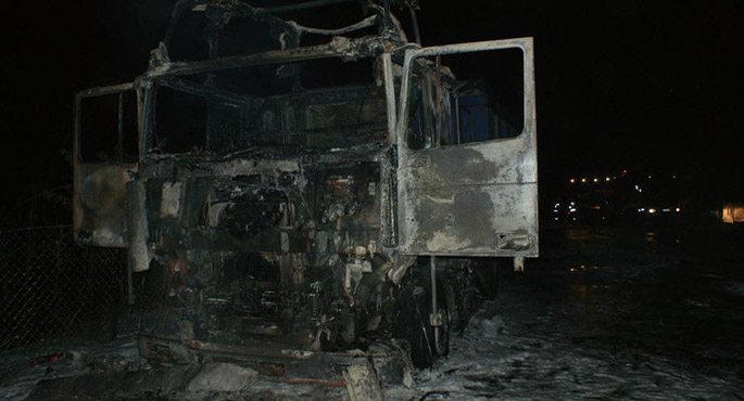 Ciężarówka stanęła w ogniu