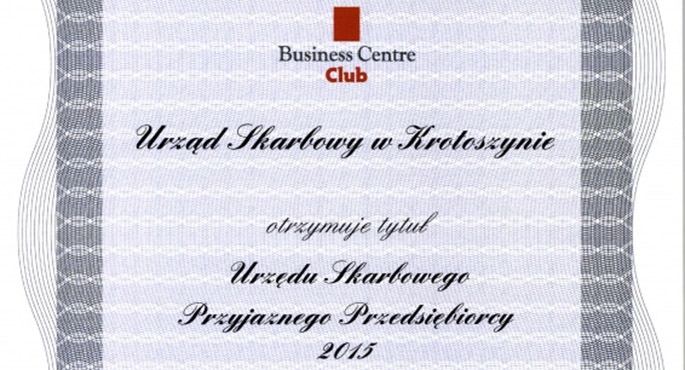 Certyfikat dla krotoszyńskiej skarbówki