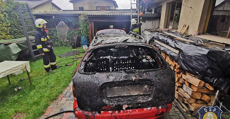 Samochód w ogniu