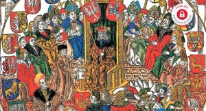 Król Aleksander Jagiellończyk wśród posłów i senatorów na drzeworycie z 1506 r.