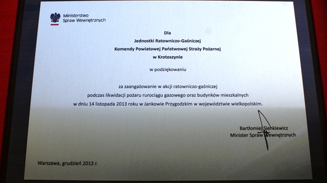 Podziękowanie dla strażaków